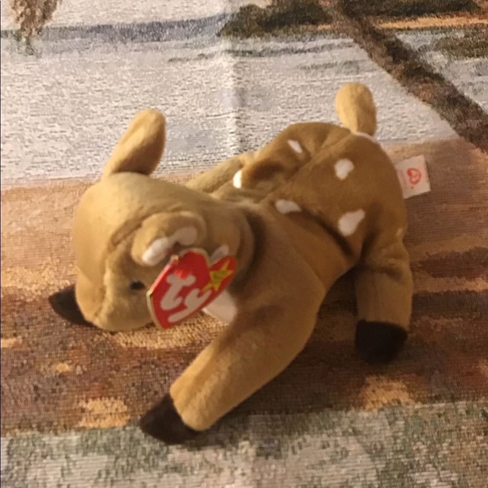 TY beanie baby DEER Whisper dob 4/5/97 hang tag on very cute clean bagged